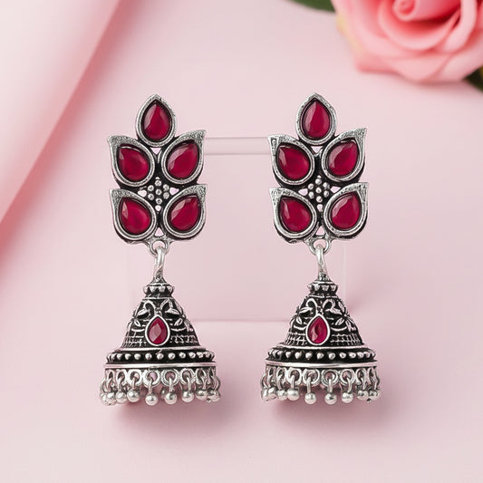 Twinkle drops jhumki earrings (Red)