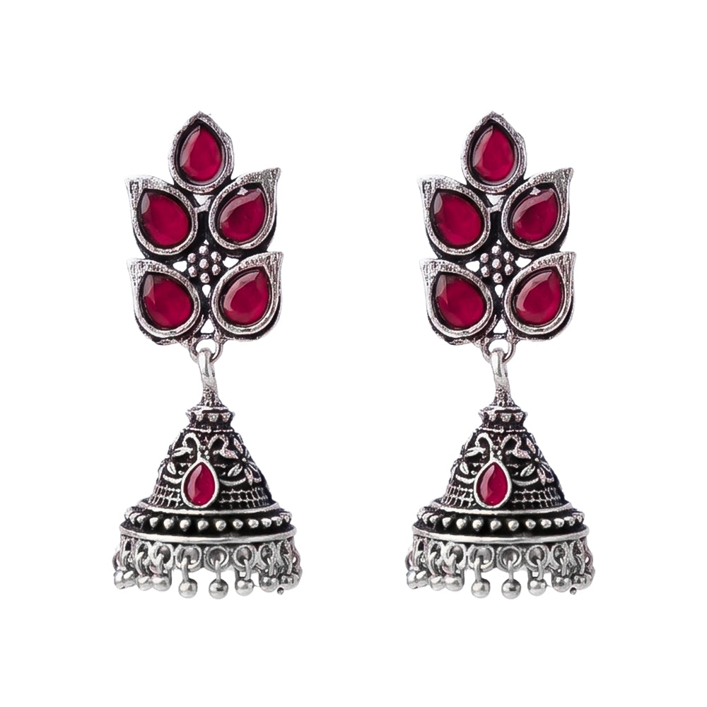 Twinkle drops jhumki earrings (Red)