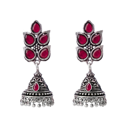 Twinkle drops jhumki earrings (Red)