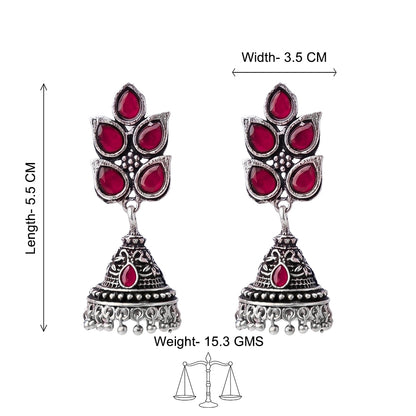 Twinkle drops jhumki earrings (Red)