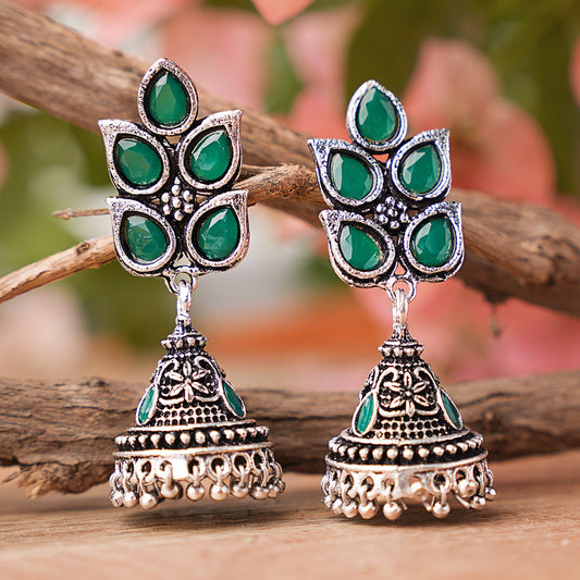 Twinkle drops jhumki earrings (Green)