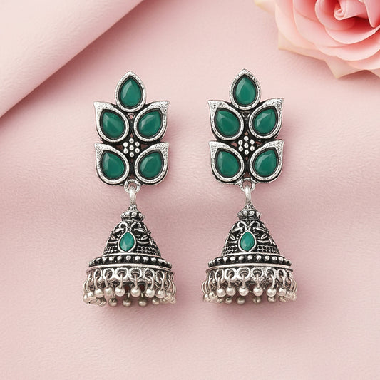 Twinkle drops jhumki earrings (Green)