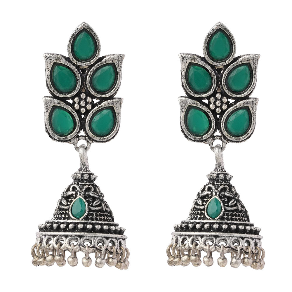 Twinkle drops jhumki earrings (Green)