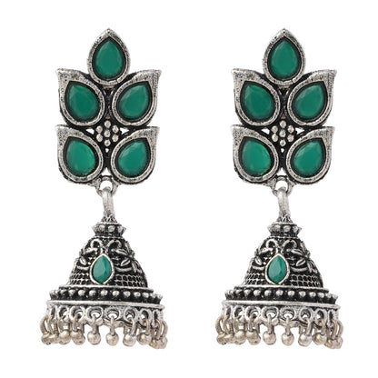 Twinkle drops jhumki earrings (Green)