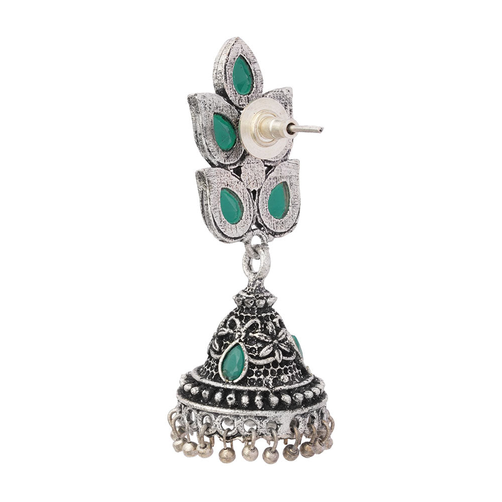 Twinkle drops jhumki earrings (Green)
