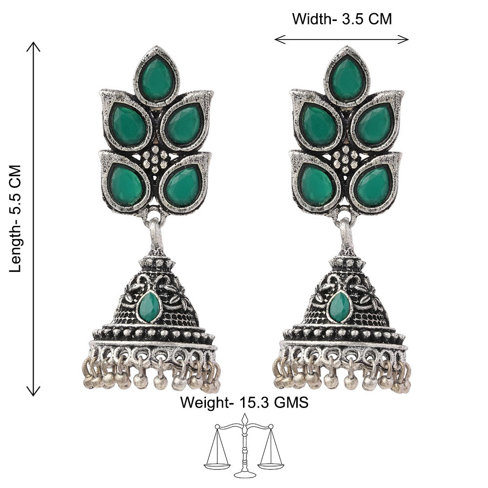 Twinkle drops jhumki earrings (Green)