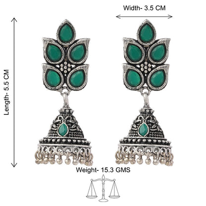 Twinkle drops jhumki earrings (Green)
