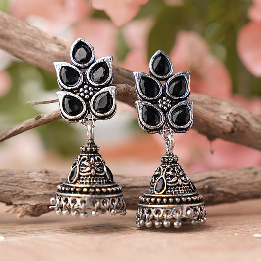 Twinkle drops jhumki earrings (Black)