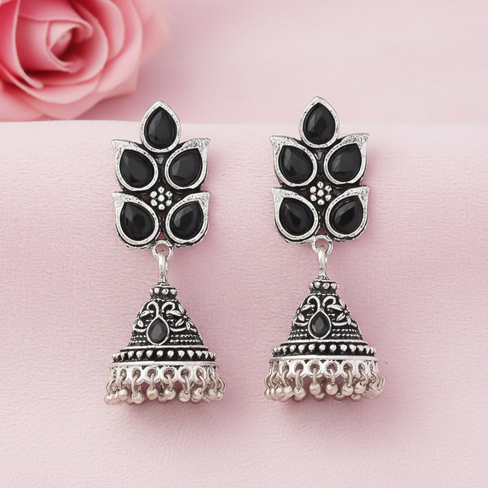 Twinkle drops jhumki earrings (Black)