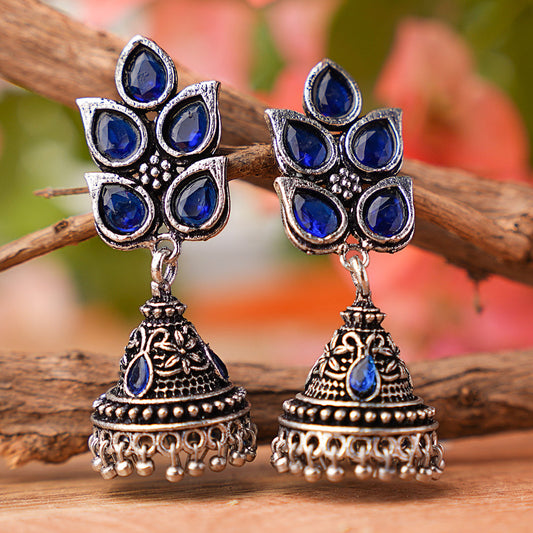 Twinkle drops jhumki earrings (Blue)