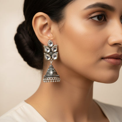 Twinkle drops jhumki earrings (White)