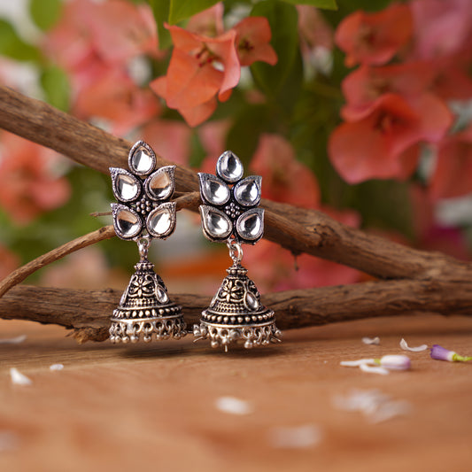 Twinkle drops jhumki earrings (White)