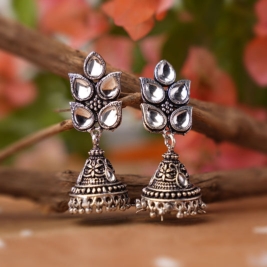 Twinkle drops jhumki earrings (White)