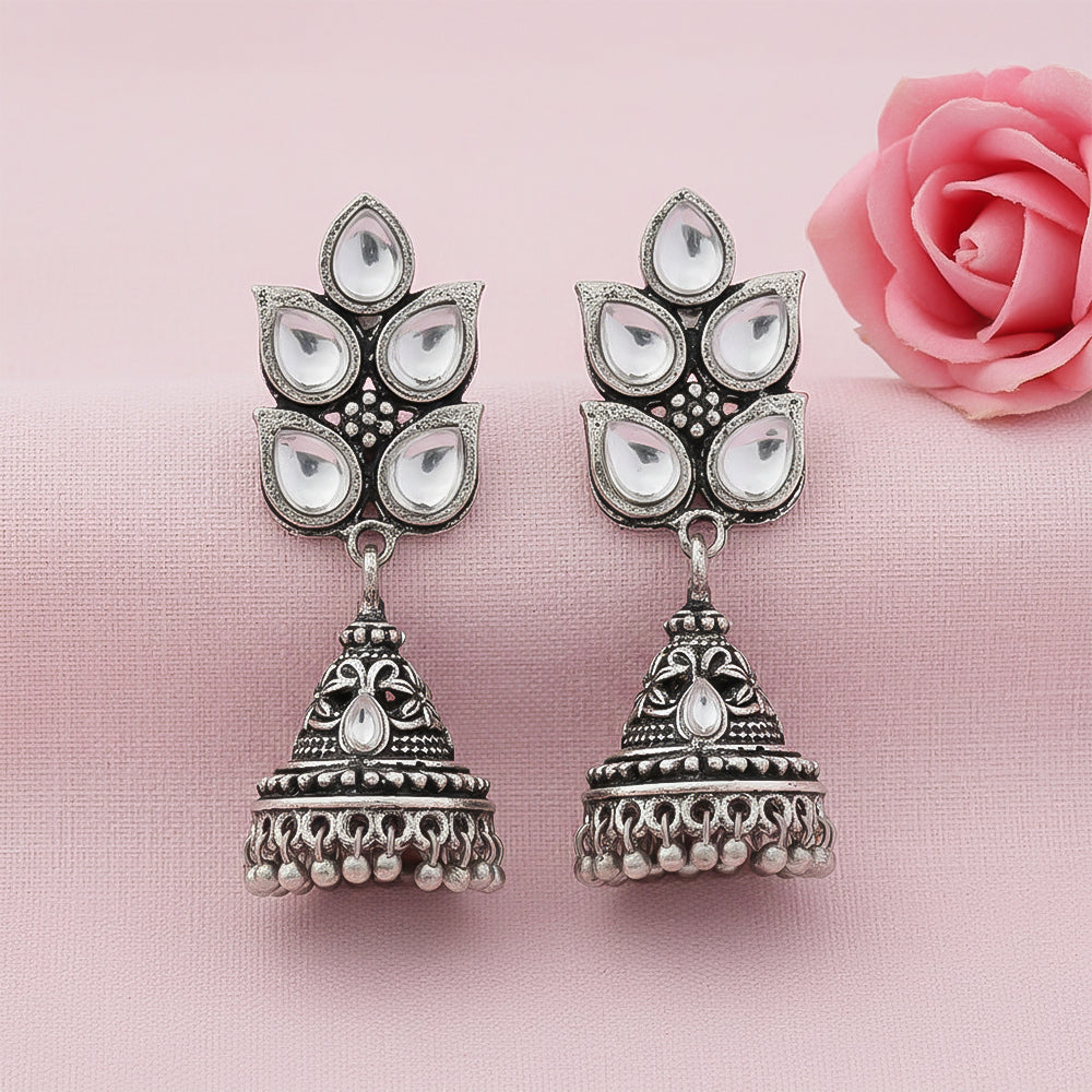 Twinkle drops jhumki earrings (White)