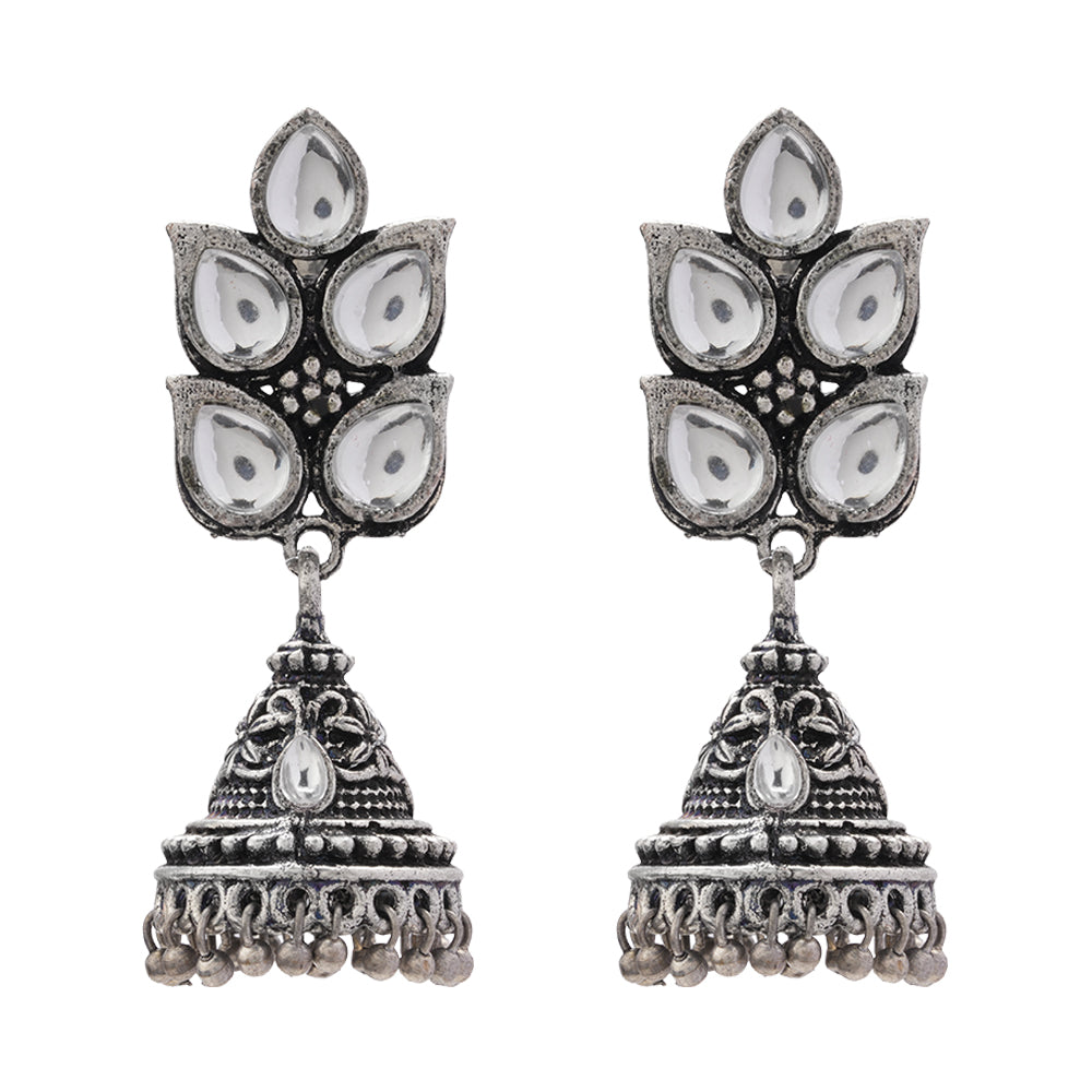Twinkle drops jhumki earrings (White)