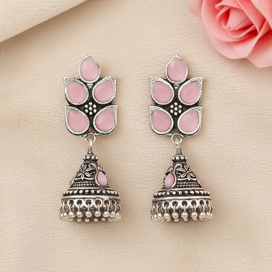 Twinkle drops jhumki earrings (Baby Pink)