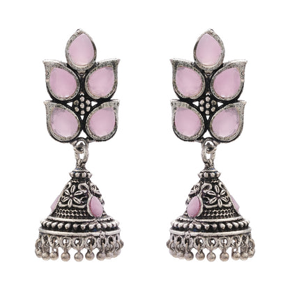 Twinkle drops jhumki earrings (Baby Pink)