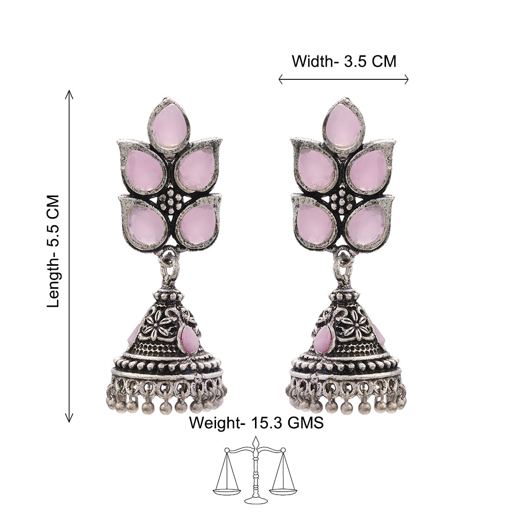 Twinkle drops jhumki earrings (Baby Pink)