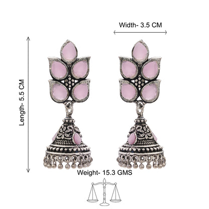 Twinkle drops jhumki earrings (Baby Pink)