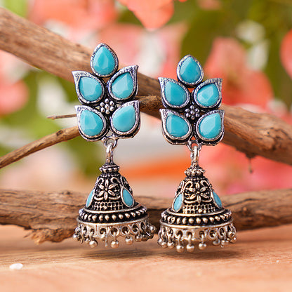 Twinkle drops jhumki earrings (Sky Blue)