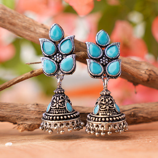 Twinkle drops jhumki earrings (Sky Blue)