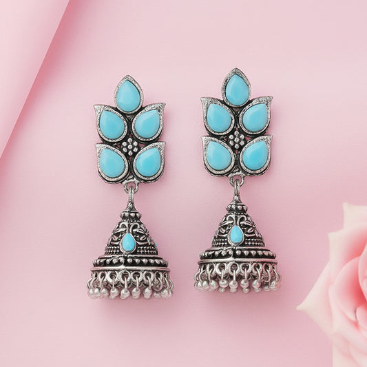 Twinkle drops jhumki earrings (Sky Blue)