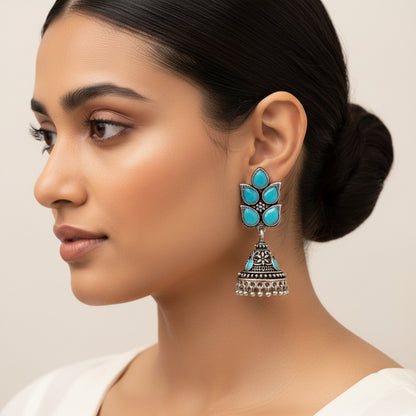 Twinkle drops jhumki earrings (Sky Blue)