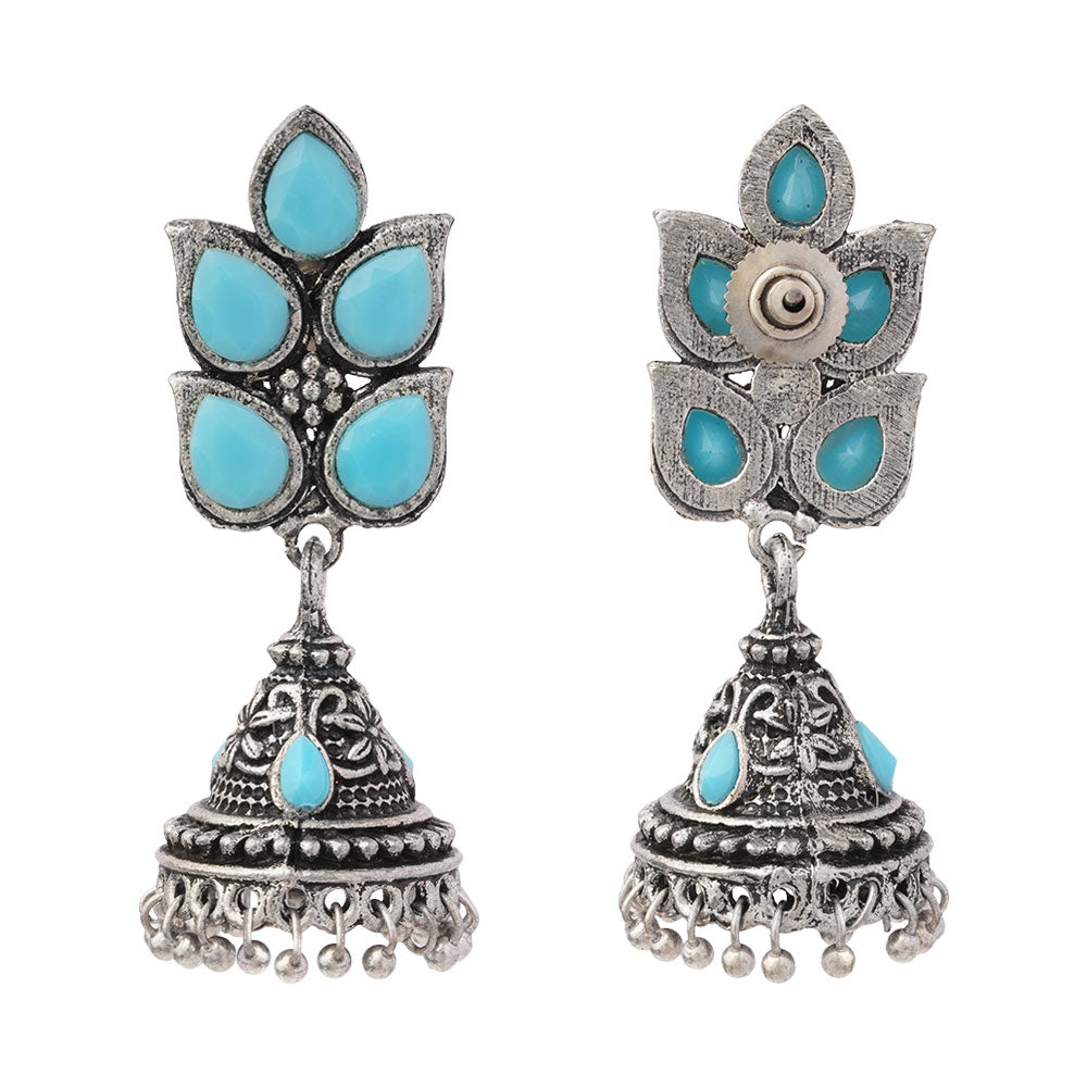 Twinkle drops jhumki earrings (Sky Blue)