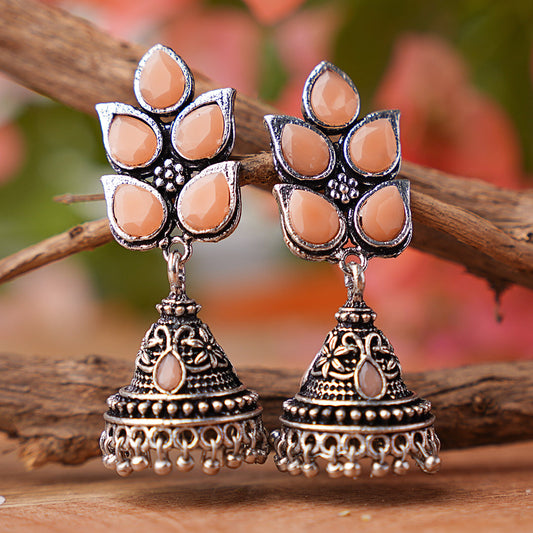 Twinkle drops jhumki earrings (Light Orange)