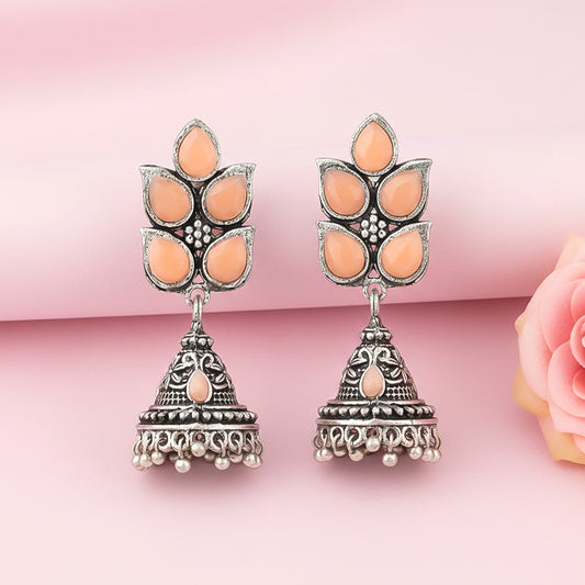 Twinkle drops jhumki earrings (Light Orange)
