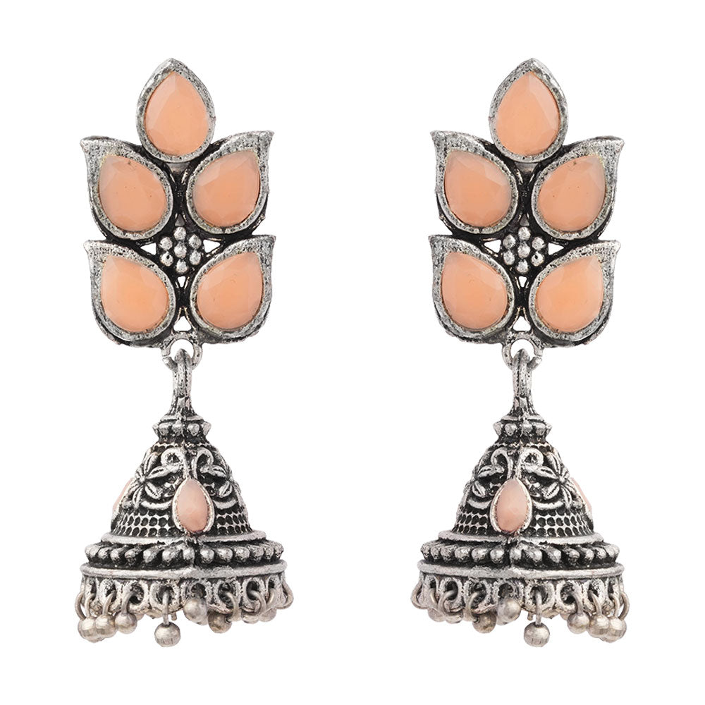 Twinkle drops jhumki earrings (Light Orange)