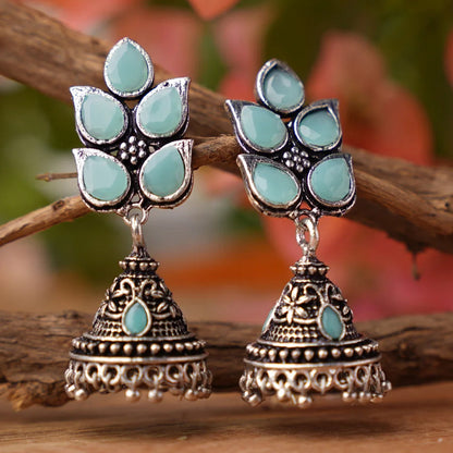 Twinkle drops jhumki earrings (Mint)