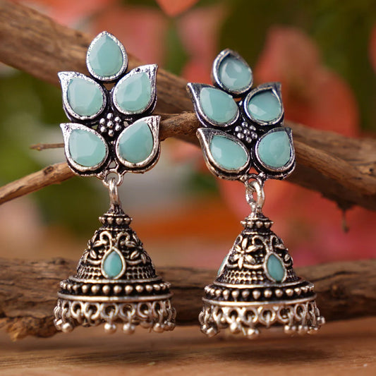 Twinkle drops jhumki earrings (Mint)