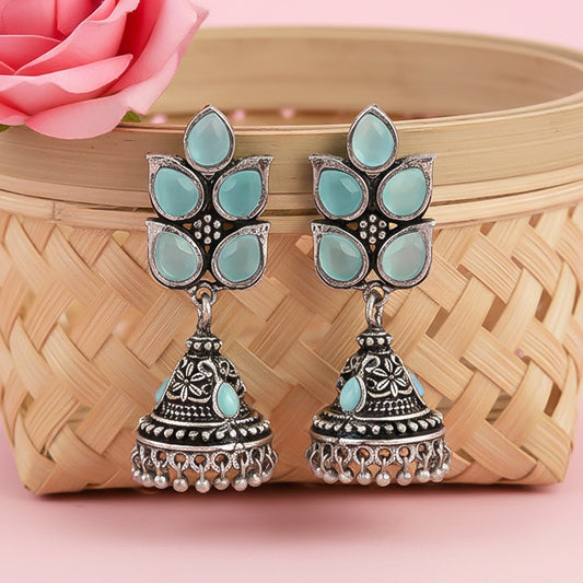 Twinkle drops jhumki earrings (Mint)