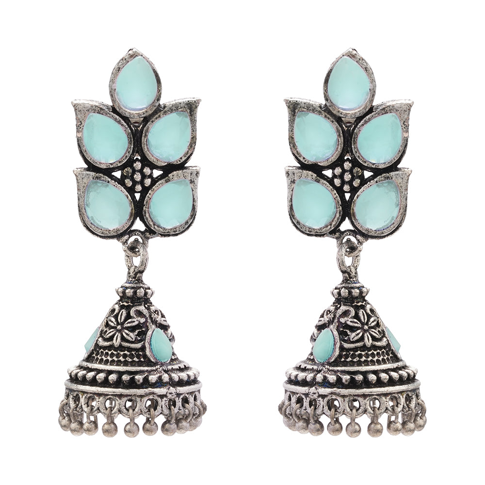 Twinkle drops jhumki earrings (Mint)