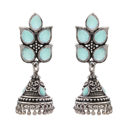 Twinkle drops jhumki earrings (Mint)