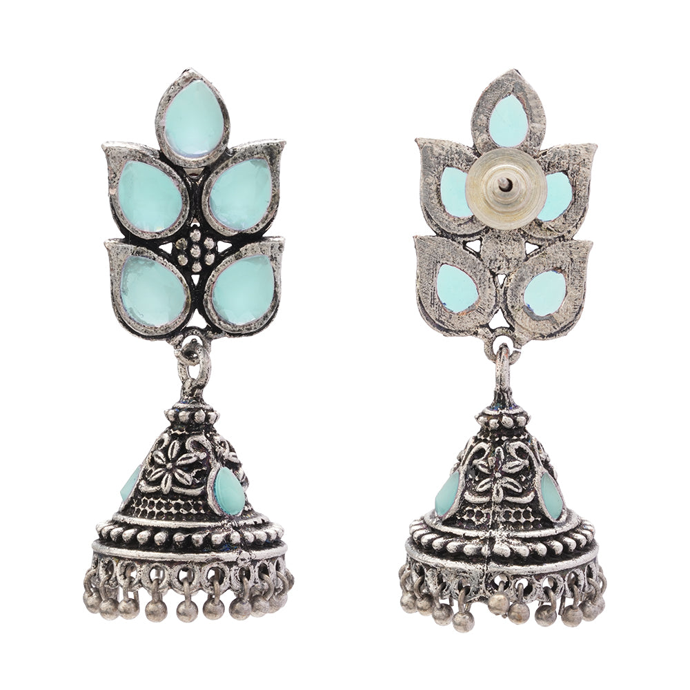 Twinkle drops jhumki earrings (Mint)