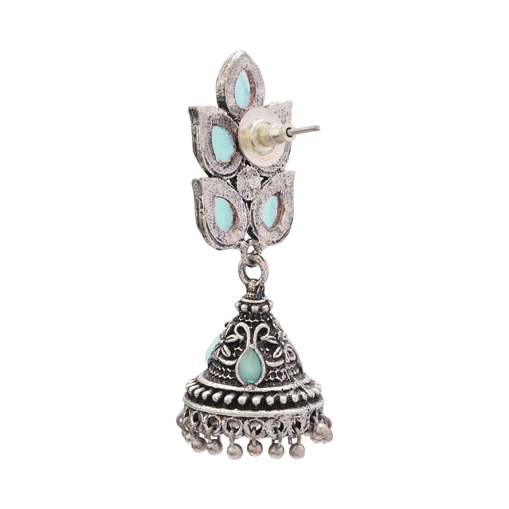 Twinkle drops jhumki earrings (Mint)