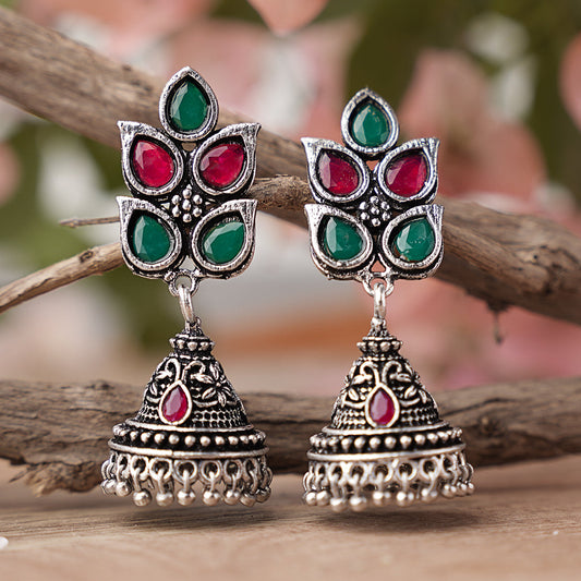 Twinkle drops jhumki earrings (Multicolored)