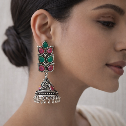 Twinkle drops jhumki earrings (Multicolored)