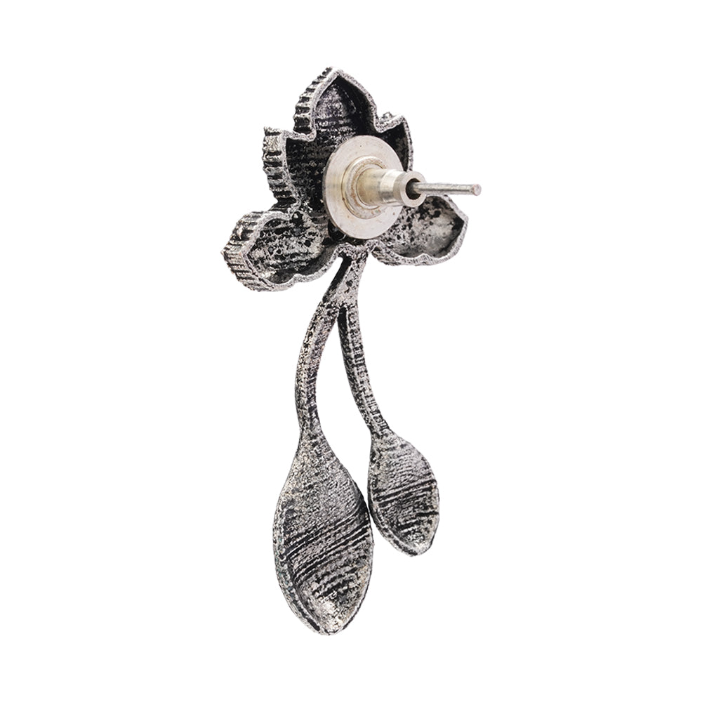 Bud Flower oxidized stud earrings (Black)