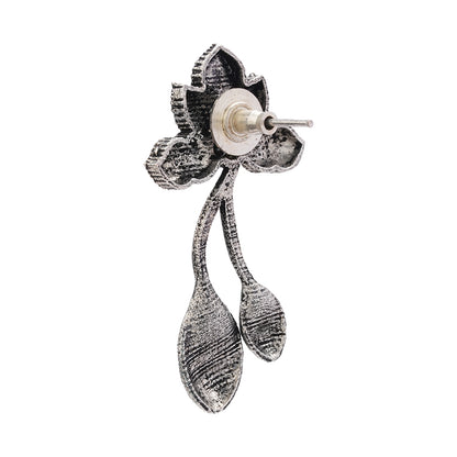 Bud Flower oxidized stud earrings (Black)