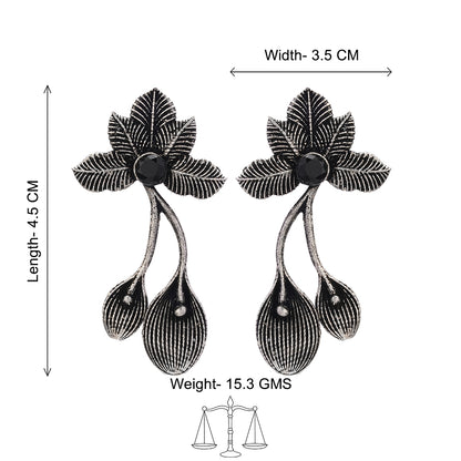 Bud Flower oxidized stud earrings (Black)