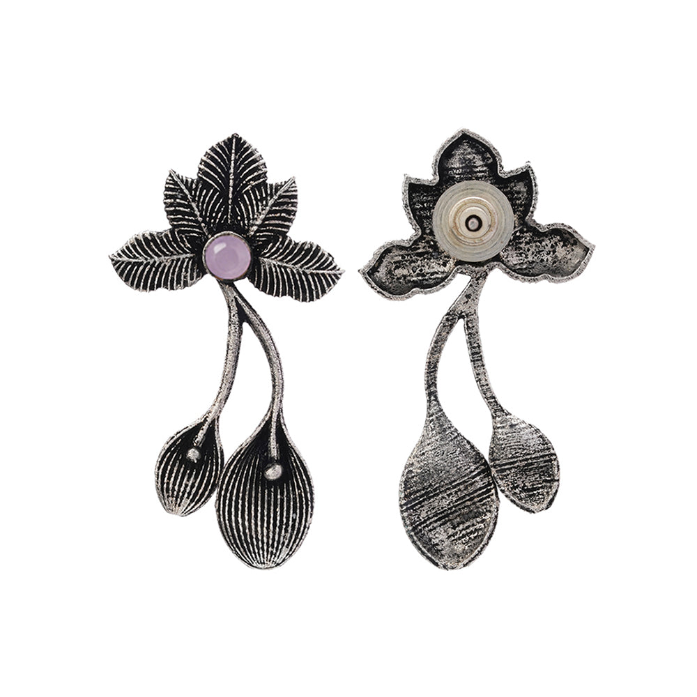Bud Flower oxidized stud earrings (Baby Pink)