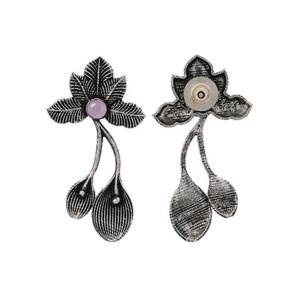 Bud Flower oxidized stud earrings (Baby Pink)