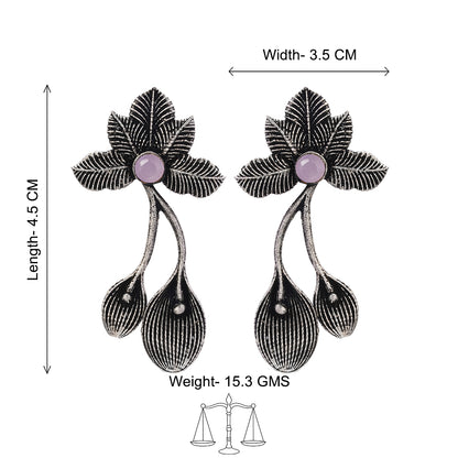 Bud Flower oxidized stud earrings (Baby Pink)