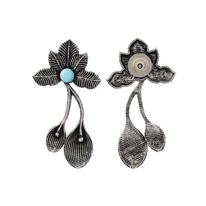 Bud Flower oxidized stud earrings (Sky Blue)