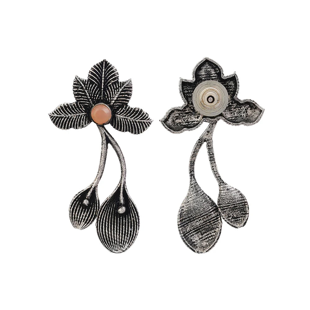 Bud Flower oxidized stud earrings (Light Orange)