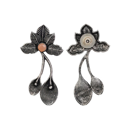 Bud Flower oxidized stud earrings (Light Orange)
