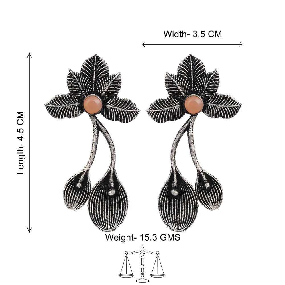 Bud Flower oxidized stud earrings (Light Orange)